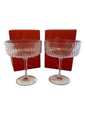 Set Of 2 Nespresso Champagne Coupes Glasses With Decorative Boxes - Paris & New